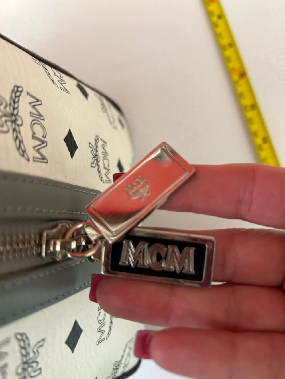 MCM White & Black Visetos Bowling Satchel - Picture 8 of 12